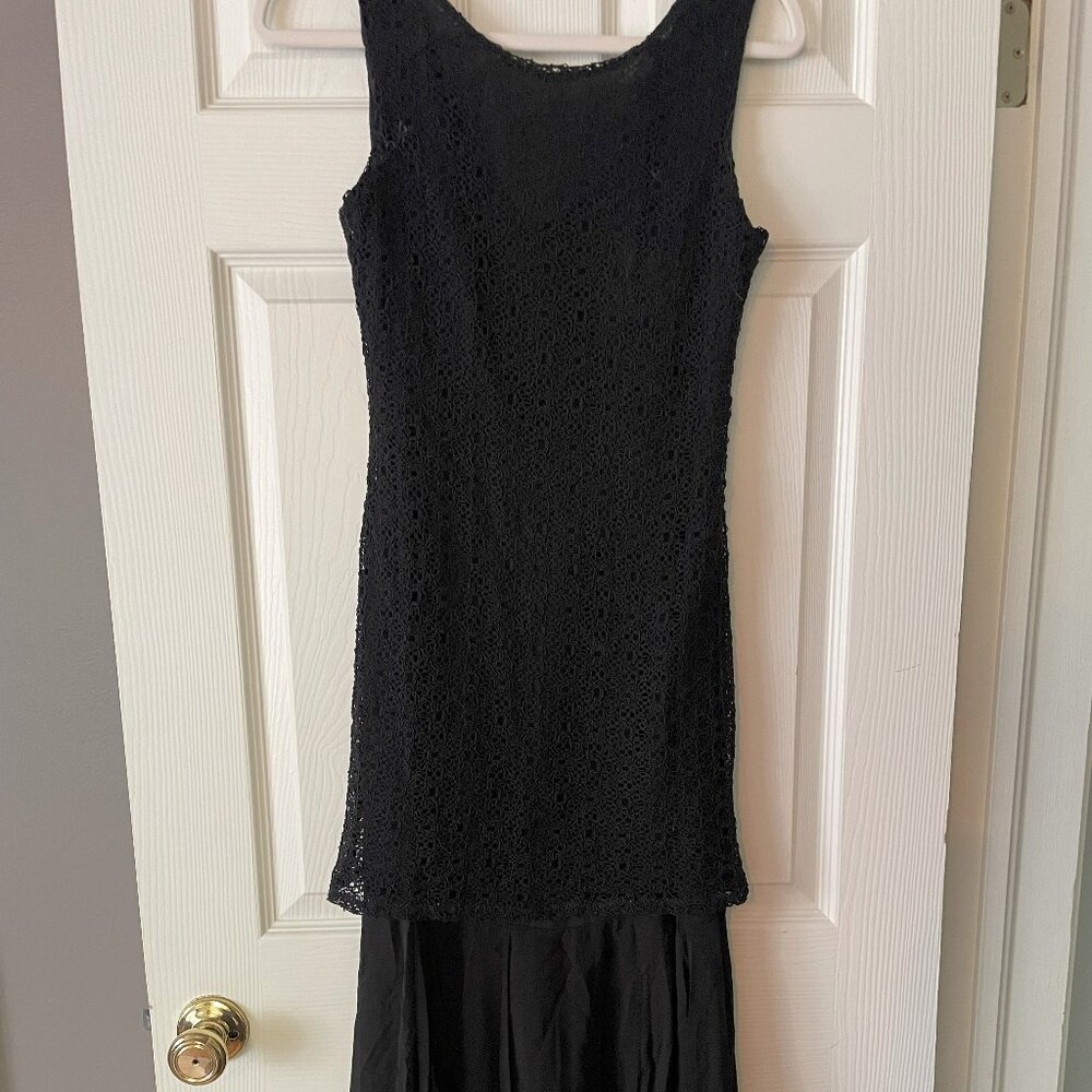 Vintage 90s Mica Sheer Black Dress